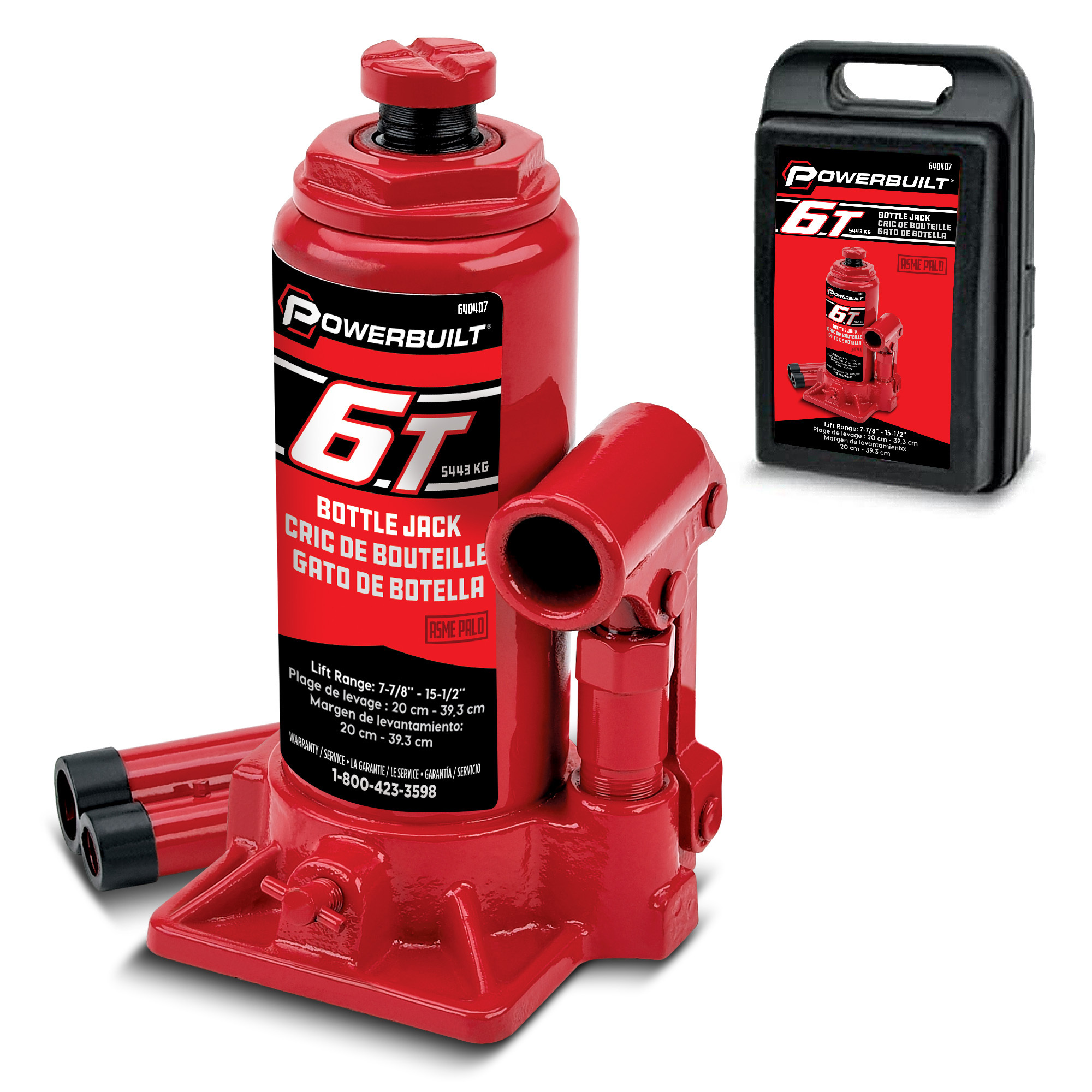 Powerbuilt, 6 Ton Bottle Jack with Storage Case, Model # 640407